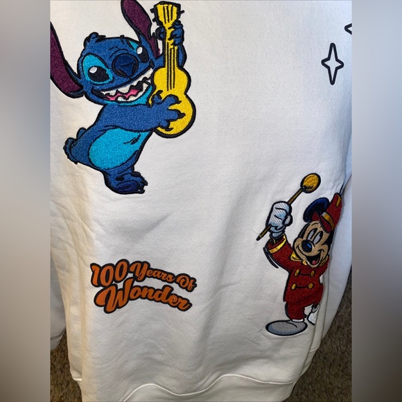 Disney 100 Years Of Wonder Hoodie Sweatshirt Mickey, Stitch, Dumbo Size L 11/13 - Picture 3 of 8